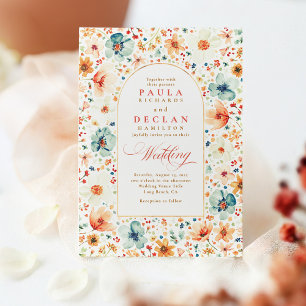 Wildblomsterträdgårdsarbetets Blommigt Fall Weddin Inbjudningar