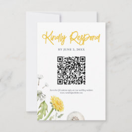 Wildblomsterträdgårdsbröllop QR-kod OSA Kort