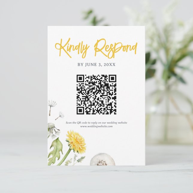 Wildblomsterträdgårdsbröllop QR-kod OSA Kort (Stående Fram)