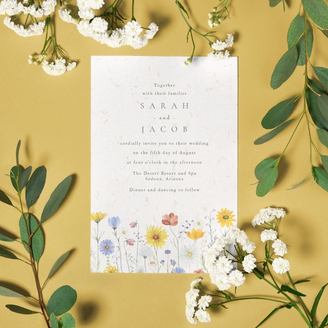 Wildblomsterträdgårdsbröllopsinbjudan Inbjudningar (Wildflower Garden Wedding Invitation)