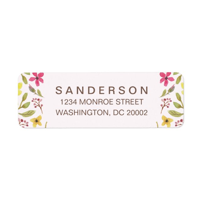 WildblomStollig | Rustik Blommigt Returadress Etikett (Framsidan)