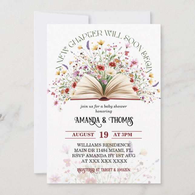 Wildblomstorybook New Chapter Baby Shower Inbjudningar (Framsida)
