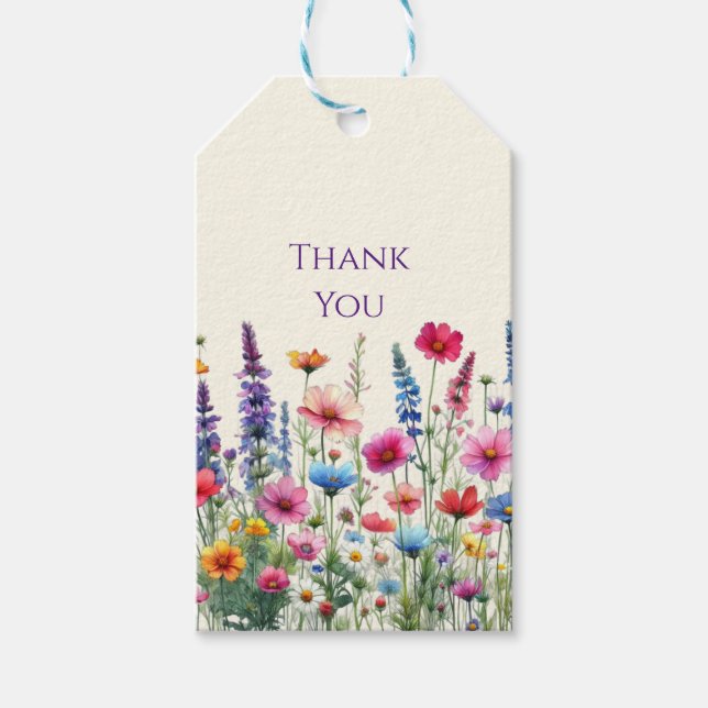 Wildblomsymfony-Bröllop- Presentetikett (Framsidan)