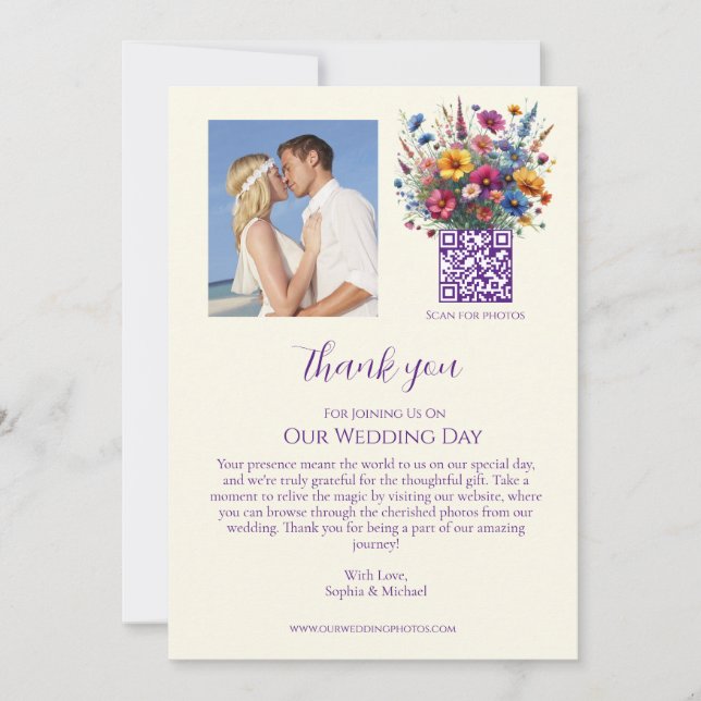 Wildblomsymfony-Bröllop Tack - inbjudan (Framsida)