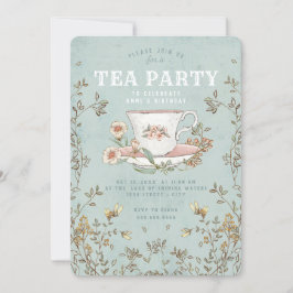 Wildblomtea Party födelsedag Inbjudningar