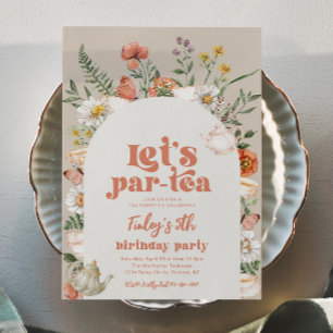 Wildblomtea Party födelsedag Inbjudningar