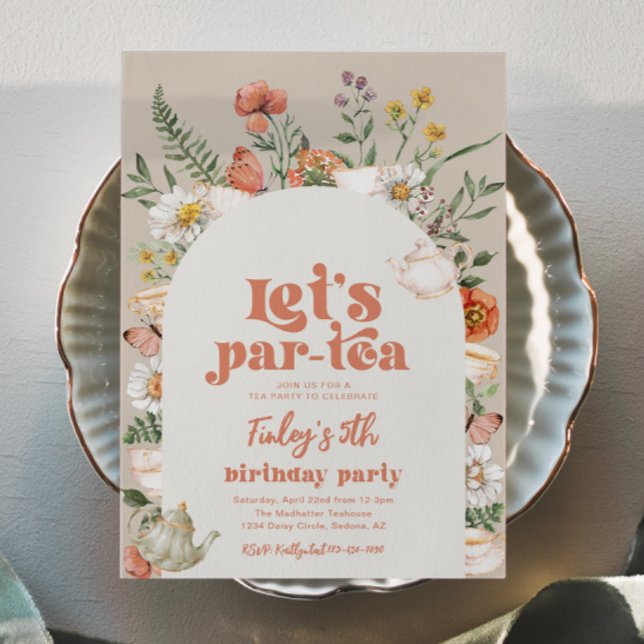 Wildblomtea Party födelsedag Inbjudningar (Skapare uppladdad)