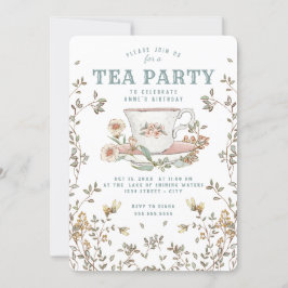 Wildblomtea Party födelsedag Inbjudningar