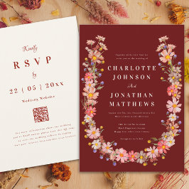 WildblomTerracotta Beige Fall Wedding Inbjudningar