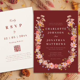 WildblomTerracotta Beige Fall Wedding Inbjudningar
