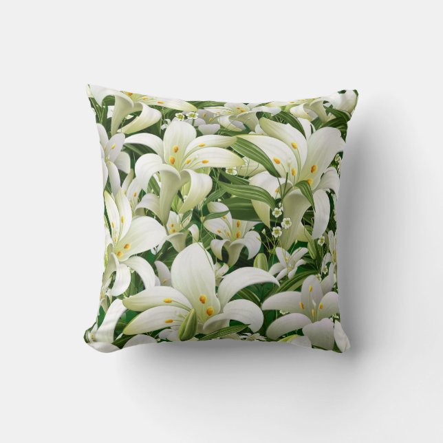 Wildblomtulips: Watercolor Stil Mönster Kudde (Framsida)