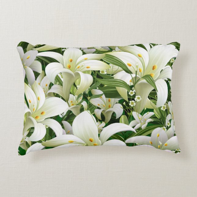 Wildblomtulips: Watercolor Stil Mönster Prydnadskudde (Framsidan)