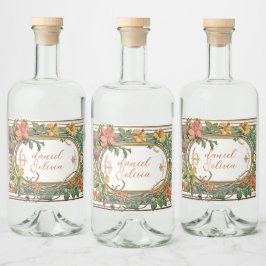 WildblomVictorian Ornate Gräns Bröllop Spritflaskor Etikett