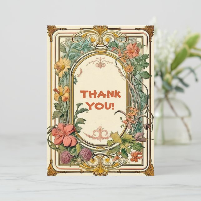 WildblomVictorian Ornate Gräns Bröllop Tack Kort (Stående Fram)