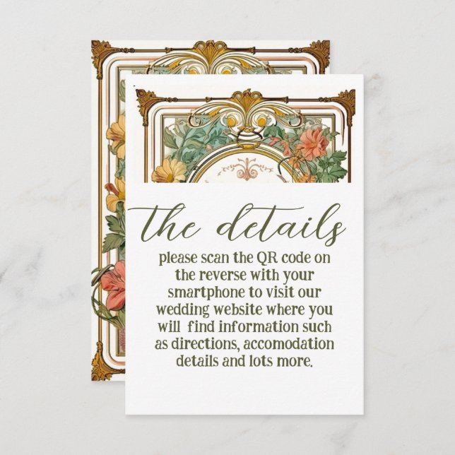 WildblomVictorian Ornate Gräns Bröllop Tilläggskort (Fram/baksida)