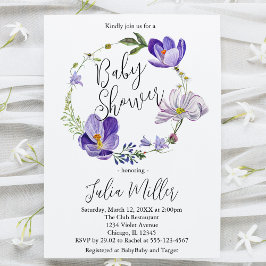 WildblomViolet Baby Shower Inbjudningar