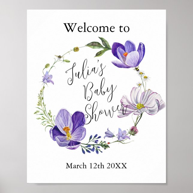 WildblomViolet Baby Shower Poster (Framsidan)
