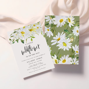 Wildblomvit Daisy Baby Shower Summer blommigt Inbjudningar