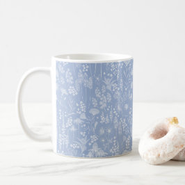 Wildblomvit på blå kaffebalk Mugg