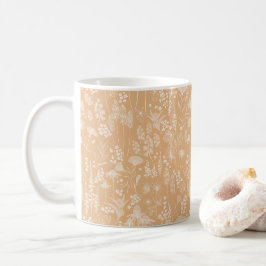 Wildblomvit på persikokaffe Mugg