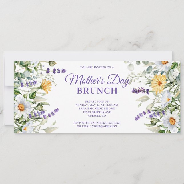 WildblomWatercolor Mors dag Brunch Inbjudningar (Framsida)