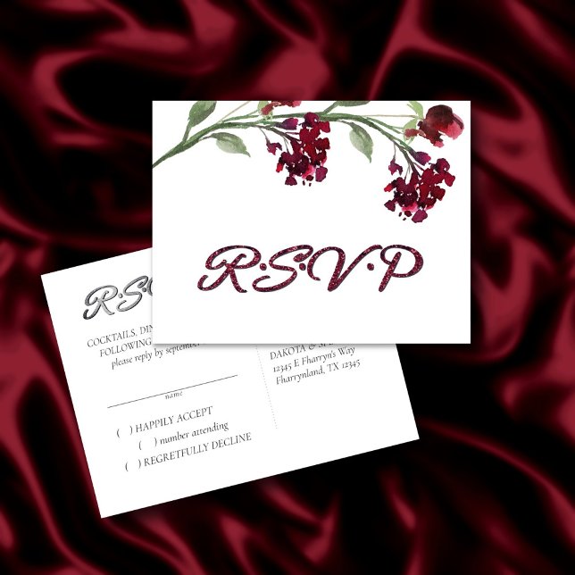 Wildbloom | Crimson Red Bohemian Blommigts OSA Inbjudan Vykort (Skapare uppladdad)