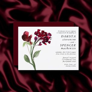 Wildbloom Crimson Red Bohemian Flowers Bröllop Inbjudningar