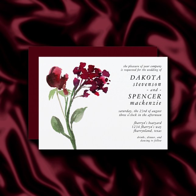Wildbloom | Crimson Red Bohemian Flowers Bröllop Inbjudningar (Skapare uppladdad)