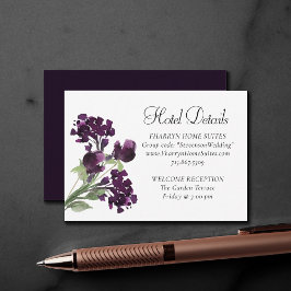 Wildbloom | Djup Lila Bohemian Flower Hotel Info Tilläggskort