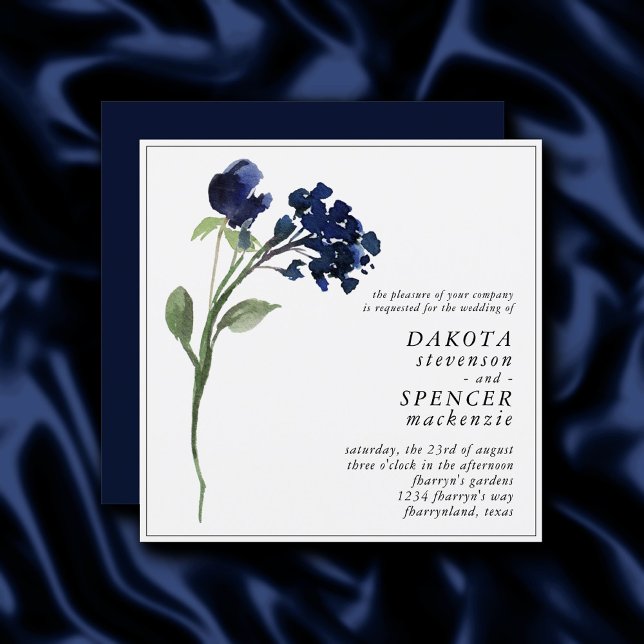 Wildbloom | Klassisk Blue Bohemian Blommigt Bröllo Inbjudningar (Skapare uppladdad)