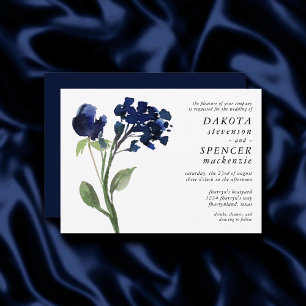 Wildbloom Klassisk Blue Bohemian Blommigt Bröllo Inbjudningar