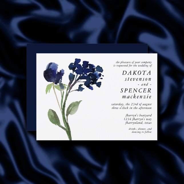 Wildbloom | Klassisk Blue Bohemian Blommigt Bröllo Inbjudningar (Skapare uppladdad)