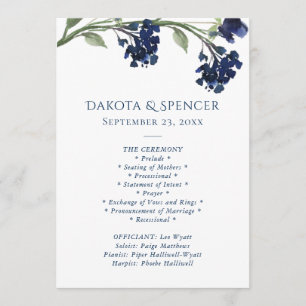 Wildbloom Klassisk Blue Bohemian Garden Ceremony Program