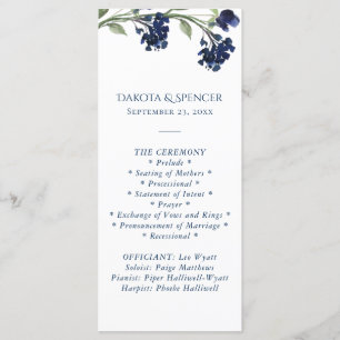 Wildbloom Klassisk Blue Bohemian Garden Ceremony Program