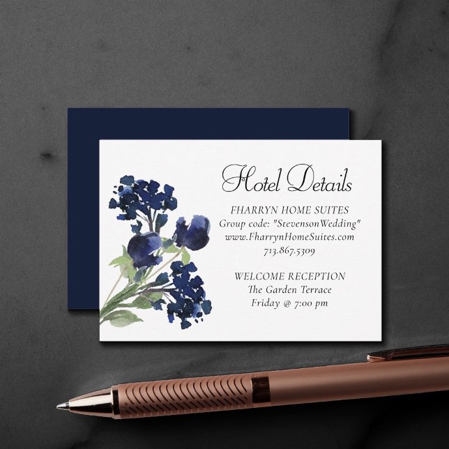 Wildbloom | Navyblå Boho Blomster Hotelldetalj Tilläggskort (Skapare uppladdad)