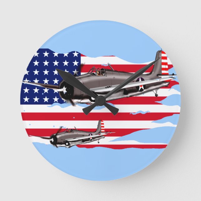 Wildcat Attack Clock Stars och stripes Rund Klocka (Framsida)