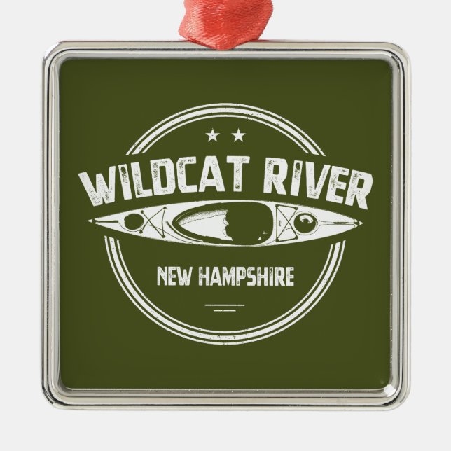 Wildcat River New Hampshire Kayak Julgransprydnad Metall (Framsidan)