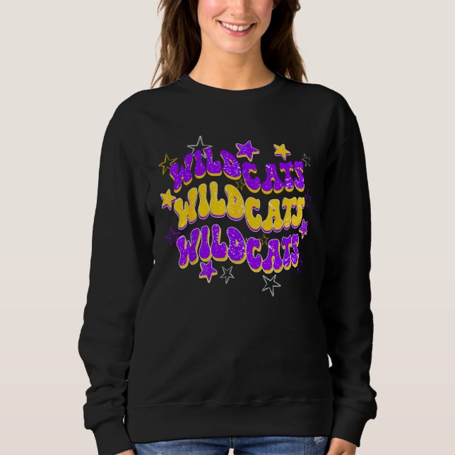 Wildcats Wildcat School Spirit Spirit Wear Purple  T Shirt (Framsida)