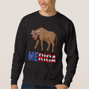 Wildebeest 4:e juli Merica Bära Sunglasses Amer Lång Ärmad Tröja