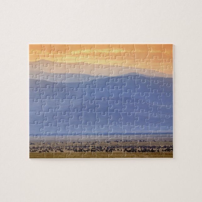 Wildebeest under migrering, Connochaetes Pussel (Horisontell)