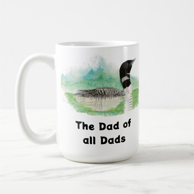 Wilderness Art Common Loon Bird Pappa i hela Pappo Kaffemugg (Vänster)