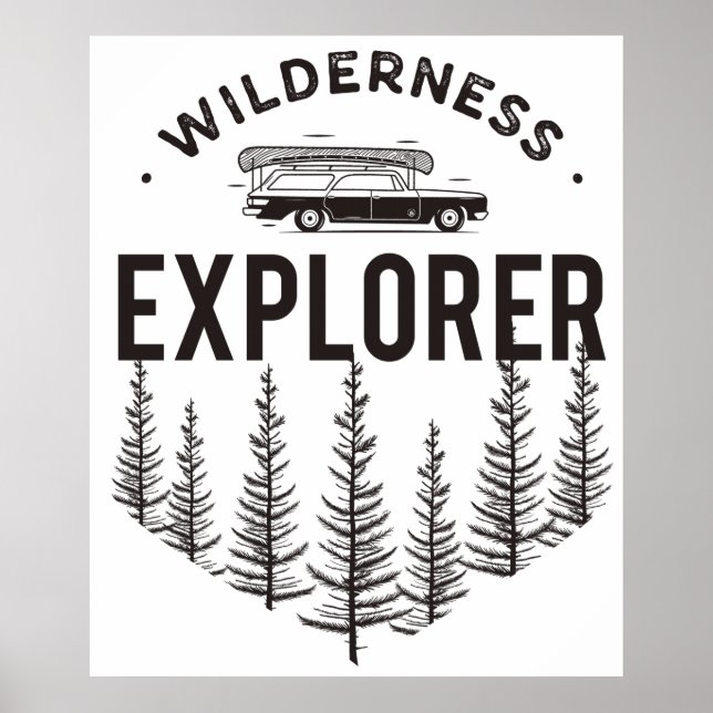 Wilderness Explorer Station Wagon Canoe Trees Poster (Framsidan)