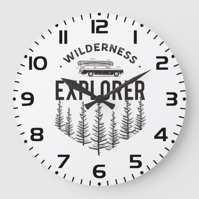 Wilderness Explorer Station Wagon Canoe Trees Stor Klocka (Framsida)