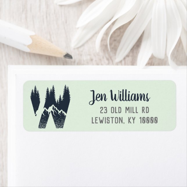 Wilderness Monogram 'W' Returadressetikett Returadress Etikett (Insitu)