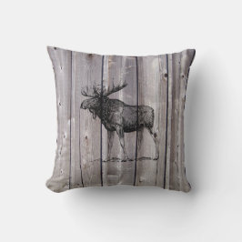 Wilderness Moose på Rustic Wood Cabin Dekorativ ku Kudde