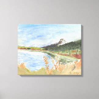 Wilderness Sjö i höstvattenfärg: Canvastryck