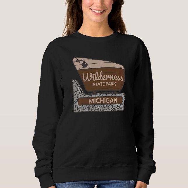 Wilderness State Park Michigan MI Välkomstsignal V T Shirt (Framsida)
