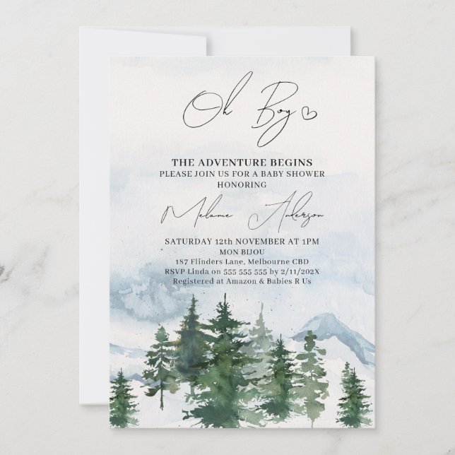 Wilderness the Äventyr börjar Baby Shower Inbjudningar (Framsida)
