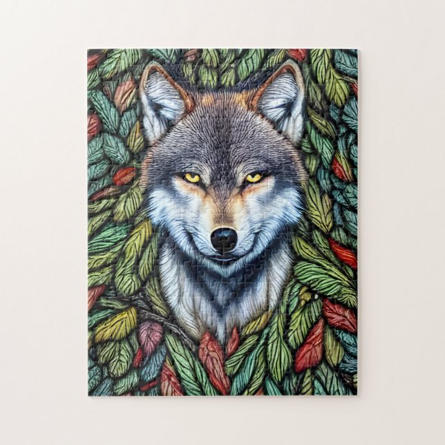 Wilderness Woodland Predator Varg Pussel (Vertikal)