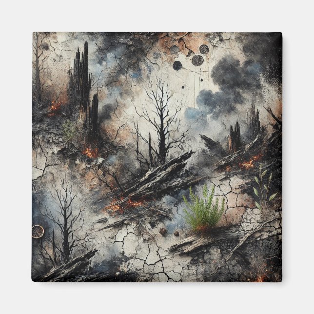 Wildfire Aftermath Abstrakt Art Magnet (Framsidan)